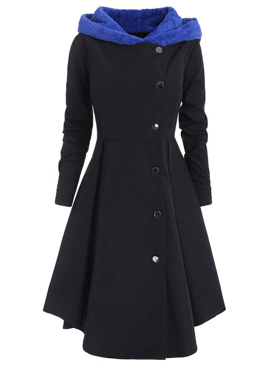 R&B | Mid-Length Mantel mit Kapuze Knöpfen Lange Ärmel Damen Elegante Freizeitmode Halloween Weihnachten Cape