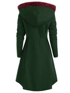 R&B | Mid-Length Mantel mit Kapuze Knöpfen Lange Ärmel Damen Elegante Freizeitmode Halloween Weihnachten Cape