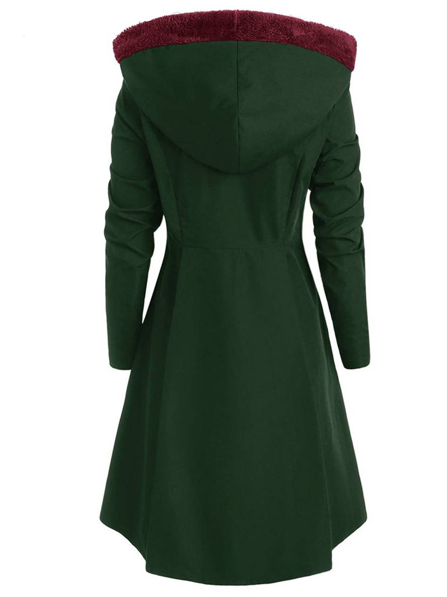 R&B | Mid-Length Mantel mit Kapuze Knöpfen Lange Ärmel Damen Elegante Freizeitmode Halloween Weihnachten Cape