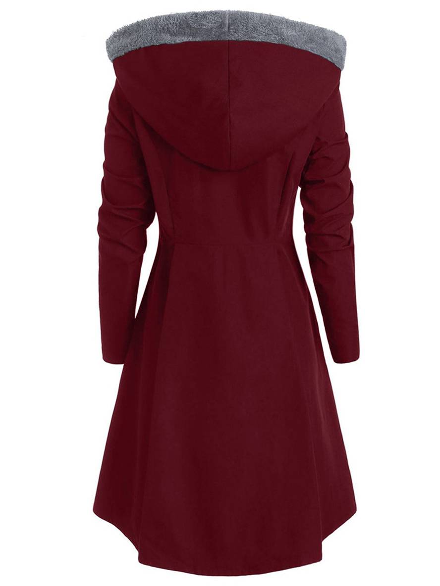 R&B | Mid-Length Mantel mit Kapuze Knöpfen Lange Ärmel Damen Elegante Freizeitmode Halloween Weihnachten Cape