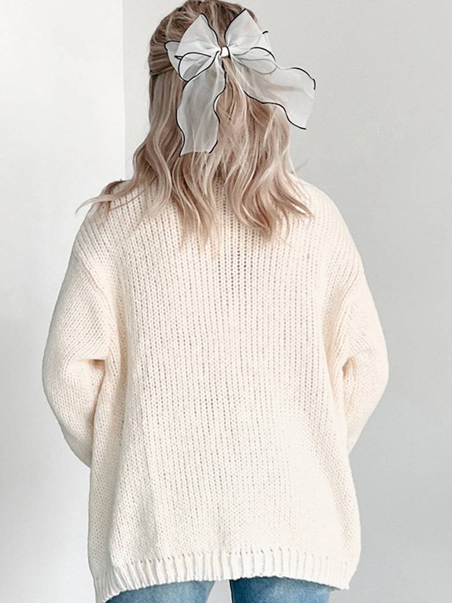 R&B | Cardigans Lanterne Kürbis Bestickt Bischofärmelig Damen Elegant Lässig Blouson