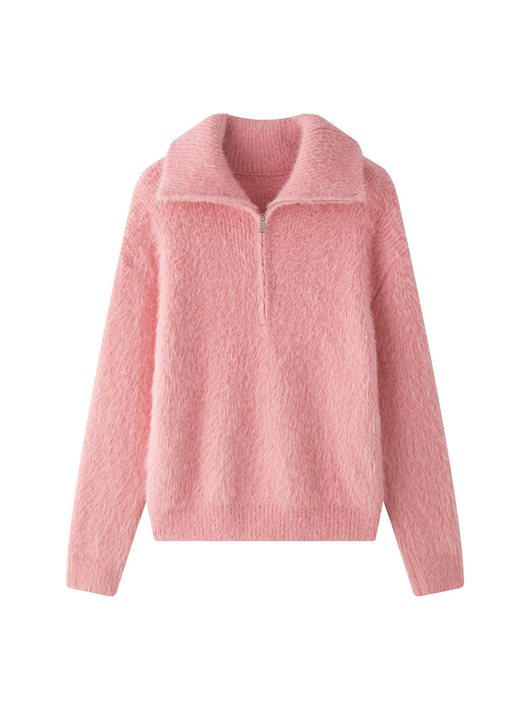 R&B | Flauschiger Pullover mit Reißverschluss