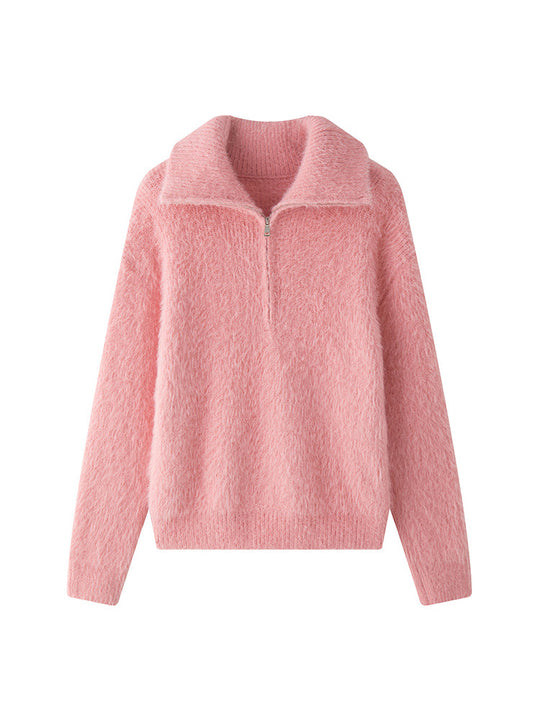 R&B | Flauschiger Pullover mit Reißverschluss