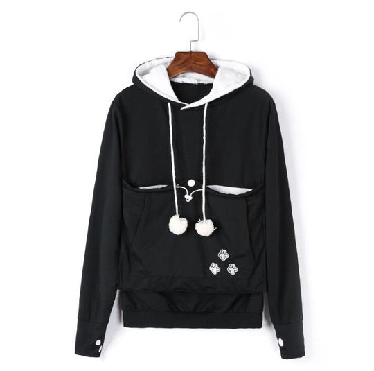 R&B | Praktischer Damen Kapuzenpullover mit Bauchtasche für Haustiere
