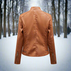 R&B | Lederjacke - Biker-Stil - Reißverschluss - Stehkragen - Slim Fit