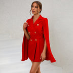 R&B | Blazer Mini Kleid mit Gürtel Und Goldenen Knopfdetails