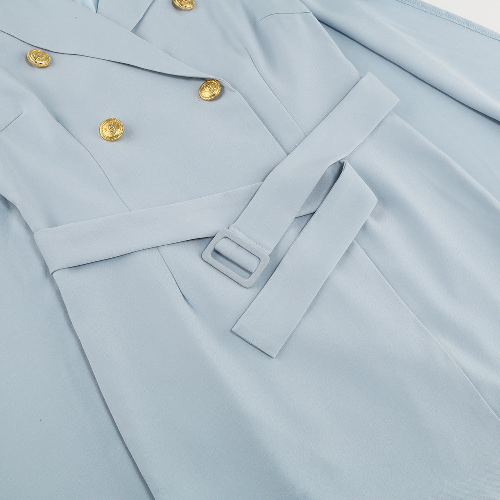 R&B | Blazer Mini Kleid mit Gürtel Und Goldenen Knopfdetails