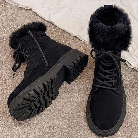 R&B | Winter Wildlederstiefel mit Seitlichem Reißverschluss und Integriertem Fell