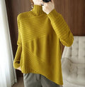 R&B | Sweater - Gemütlicher asymmetrischer Ripp-Turtleneck-Pullover