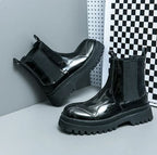 Lederstiefel mit runder Spitze R&B
