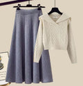 R&B | Zweiteiliges Satz Bestehend Aus Gestricktem Pullover und Halbrock