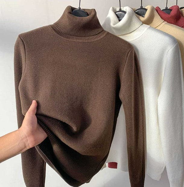 R&B | Woll-Turtleneck-Pullover Geripptes Slim Fit Sweatshirt