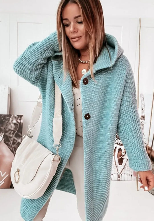 R&B | Strick Kapuzenpullover Cardigan mit Knöpfen