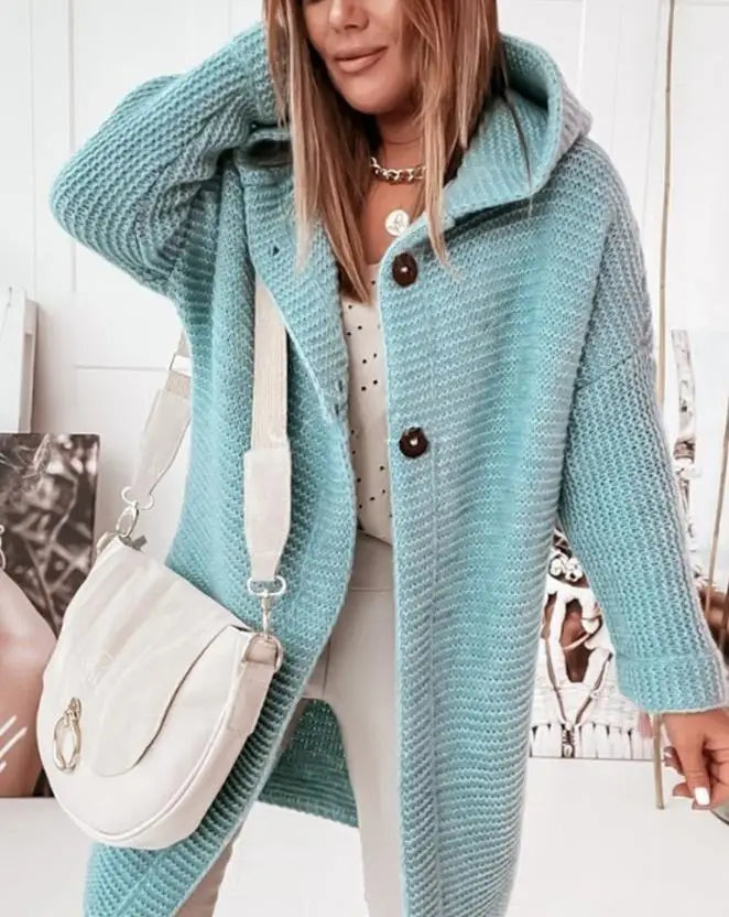 R&B | Strick Kapuzenpullover Cardigan mit Knöpfen