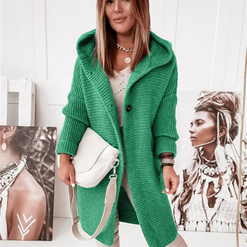 R&B | Strick Kapuzenpullover Cardigan mit Knöpfen