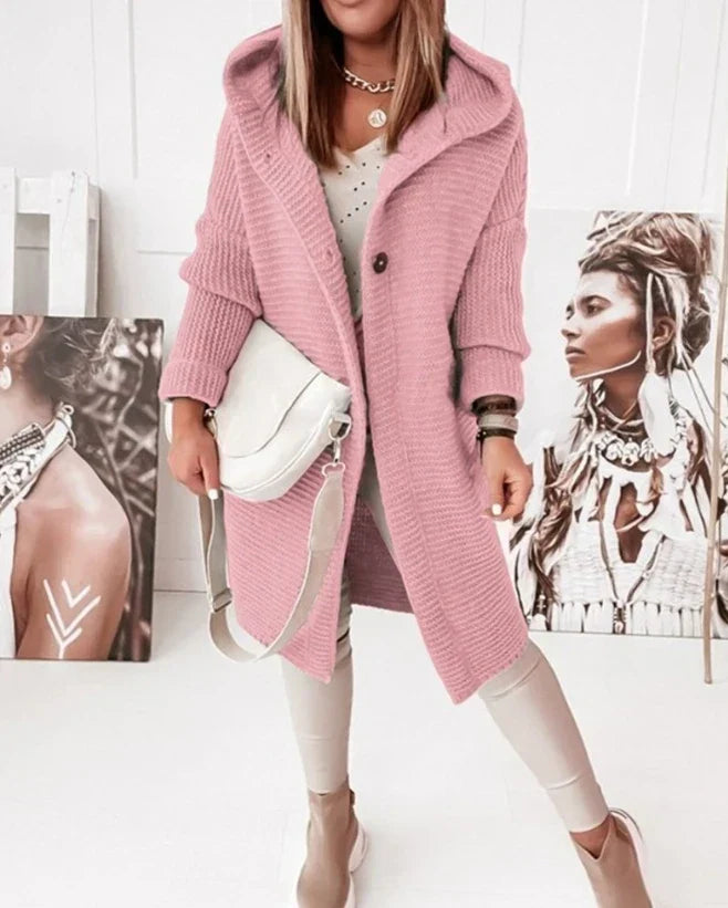 R&B | Strick Kapuzenpullover Cardigan mit Knöpfen