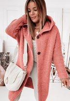 R&B | Strick Kapuzenpullover Cardigan mit Knöpfen