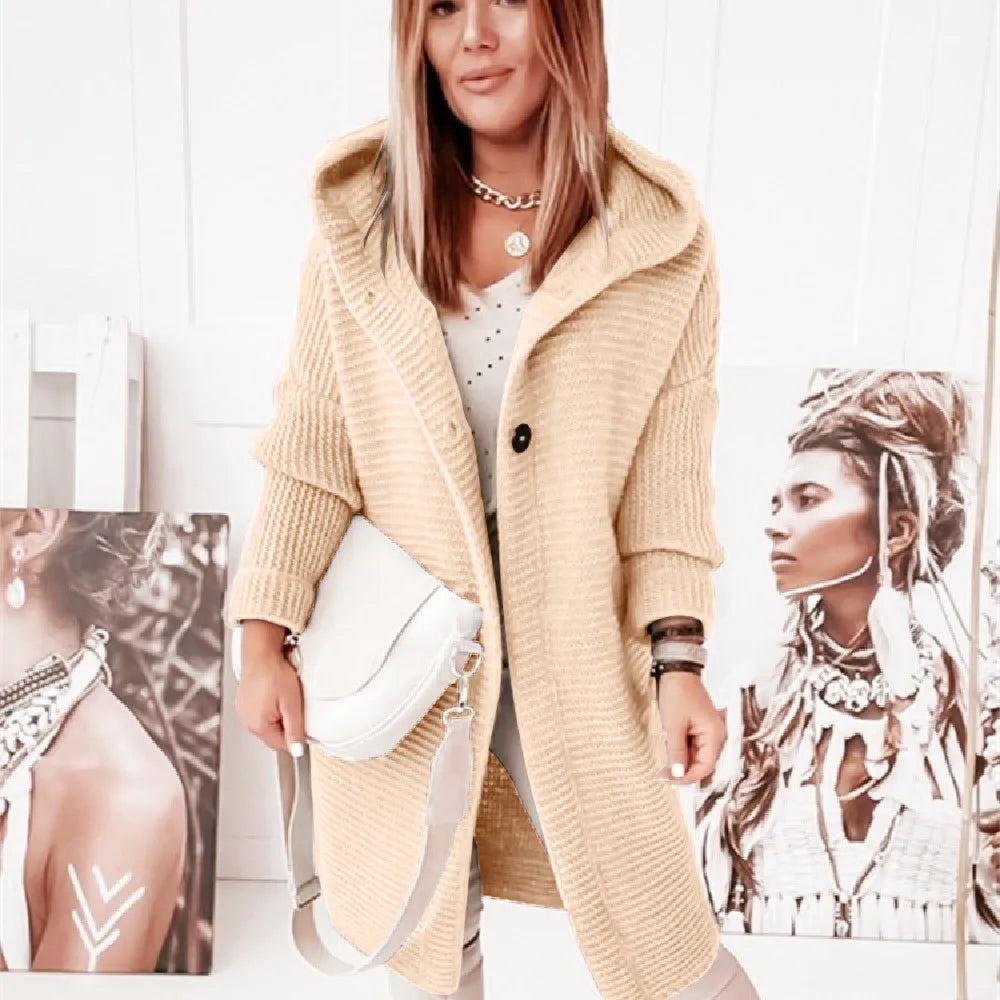 R&B | Strick Kapuzenpullover Cardigan mit Knöpfen