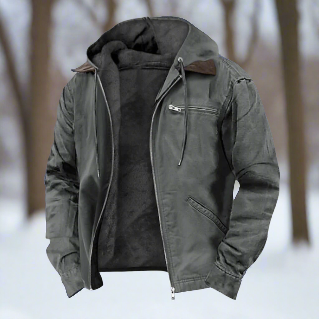 R&B | Baumwoll Kapuzen Winterweste Warm Gefütterte Jacke mit Reißverschluss Vorne