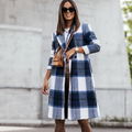 R&B Wollmantel | Langer Karierter Herbstmantel Für Frauen