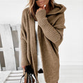 Khaki Strickjacke mit Kapuze