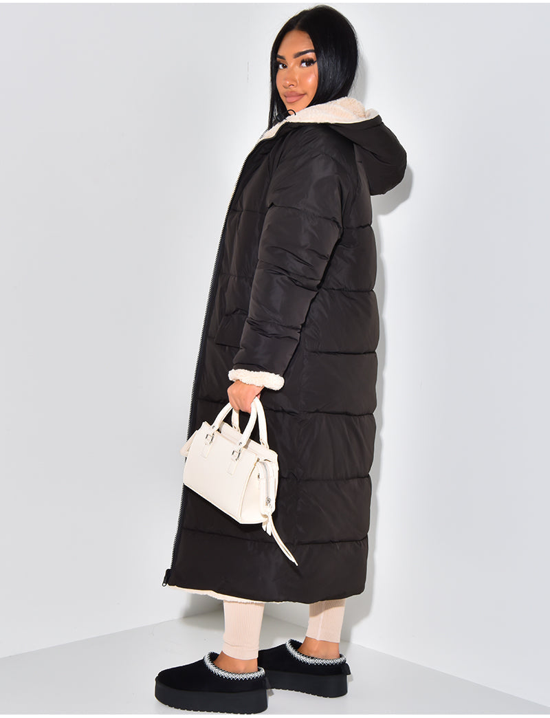R&B | Winterjacke - luxuriöse lange Damenjacke mit Kapuze