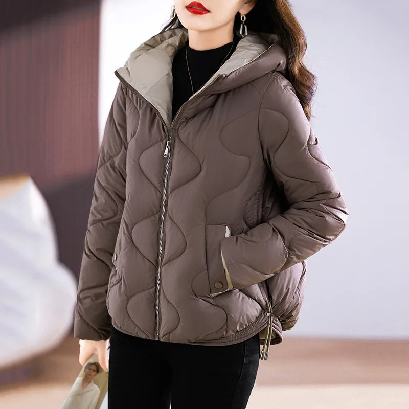 R&B | Damen Steppjacke mit Kapuze und Reißverschluss