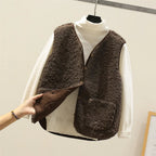 R&B | Damen Wollgilet mit Knopfverschluss und Taschen
