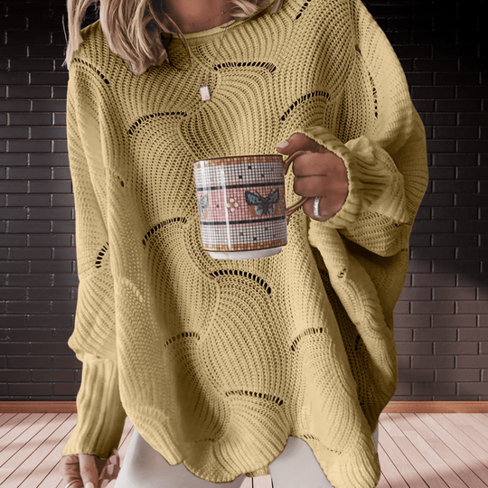 R&B | Damen Herbst-Pullover Aus Geripptem Stoff mit Asymmetrischem Saum