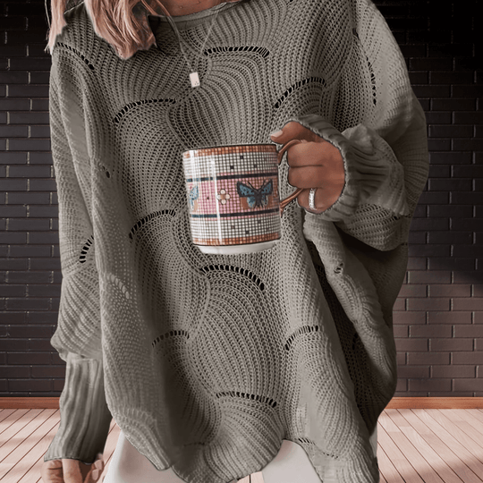 R&B | Damen Herbst-Pullover Aus Geripptem Stoff mit Asymmetrischem Saum