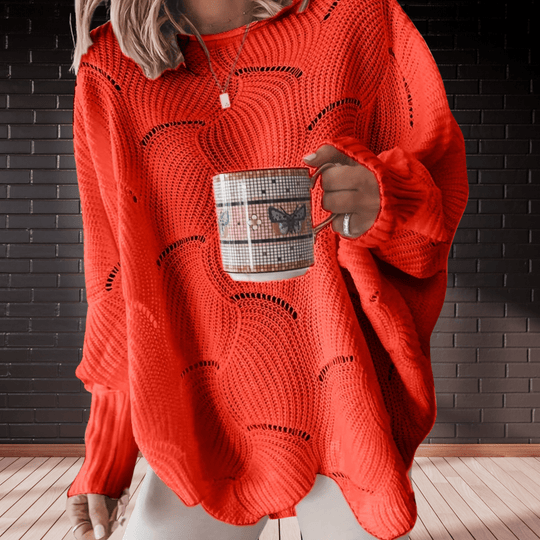 R&B | Damen Herbst-Pullover Aus Geripptem Stoff mit Asymmetrischem Saum