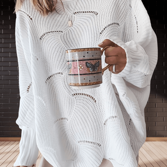 R&B | Damen Herbst-Pullover Aus Geripptem Stoff mit Asymmetrischem Saum