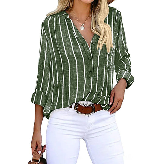 R&B | Elegante Lässige Gestreifte Bluse Für Damen