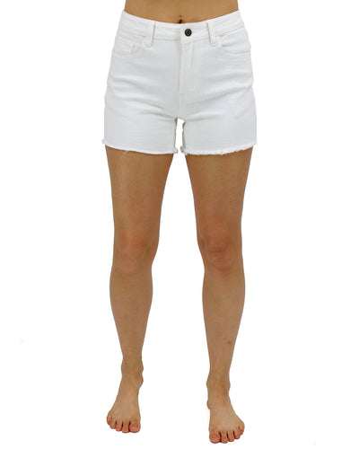 Weiße DenimFreizeitshorts Mit Fransensaum R&B