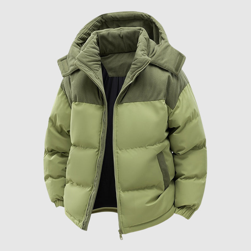 R&B | Gequiltete Relaxed Fit Pufferjacke Kapuze mit Reißverschluss Herrenjacke