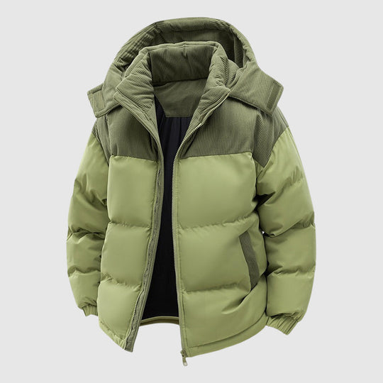 R&B | Gequiltete Relaxed Fit Pufferjacke Kapuze mit Reißverschluss Herrenjacke