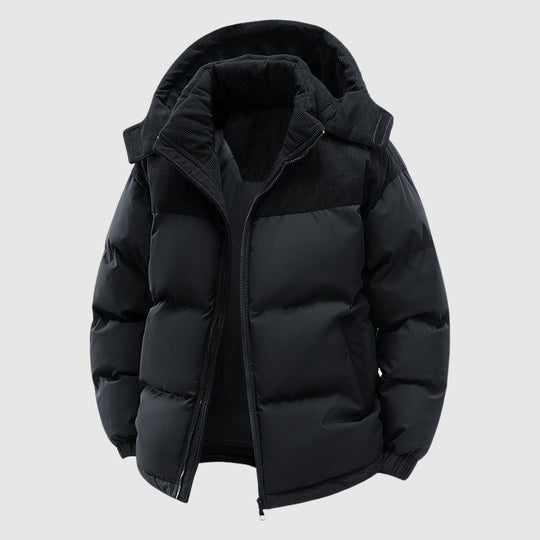 R&B | Gequiltete Relaxed Fit Pufferjacke Kapuze mit Reißverschluss Herrenjacke