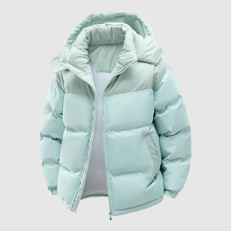 R&B | Gequiltete Relaxed Fit Pufferjacke Kapuze mit Reißverschluss Herrenjacke