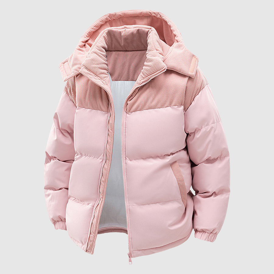 R&B | Gequiltete Relaxed Fit Pufferjacke Kapuze mit Reißverschluss Herrenjacke