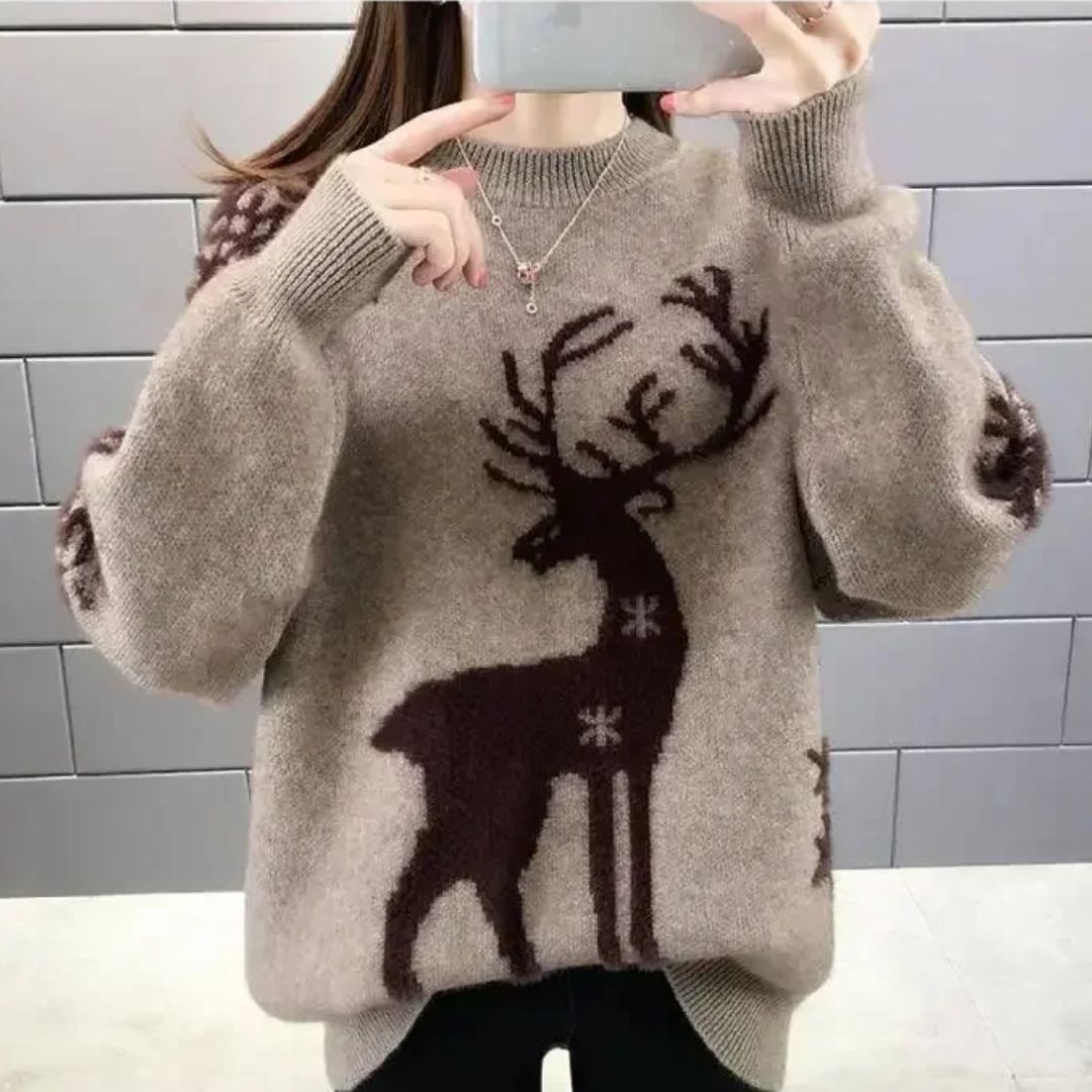 R&B | Weihnachts Pullover für Frauen mit festlichem Print, warmem Baumwollmix für Winter- und Weihnachtsfeiern
