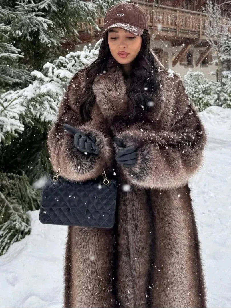 R&B | Lange Damenjacke Kunstpelz Damenjacke Winter