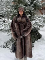 R&B | Lange Damenjacke Kunstpelz Damenjacke Winter