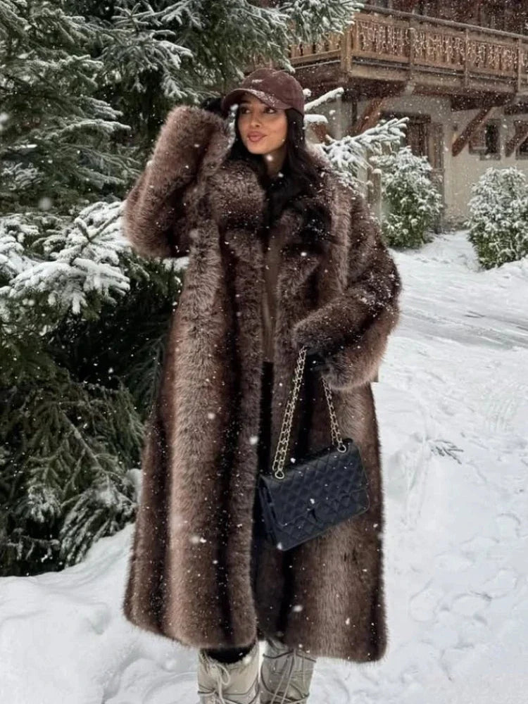 R&B | Lange Damenjacke Kunstpelz Damenjacke Winter