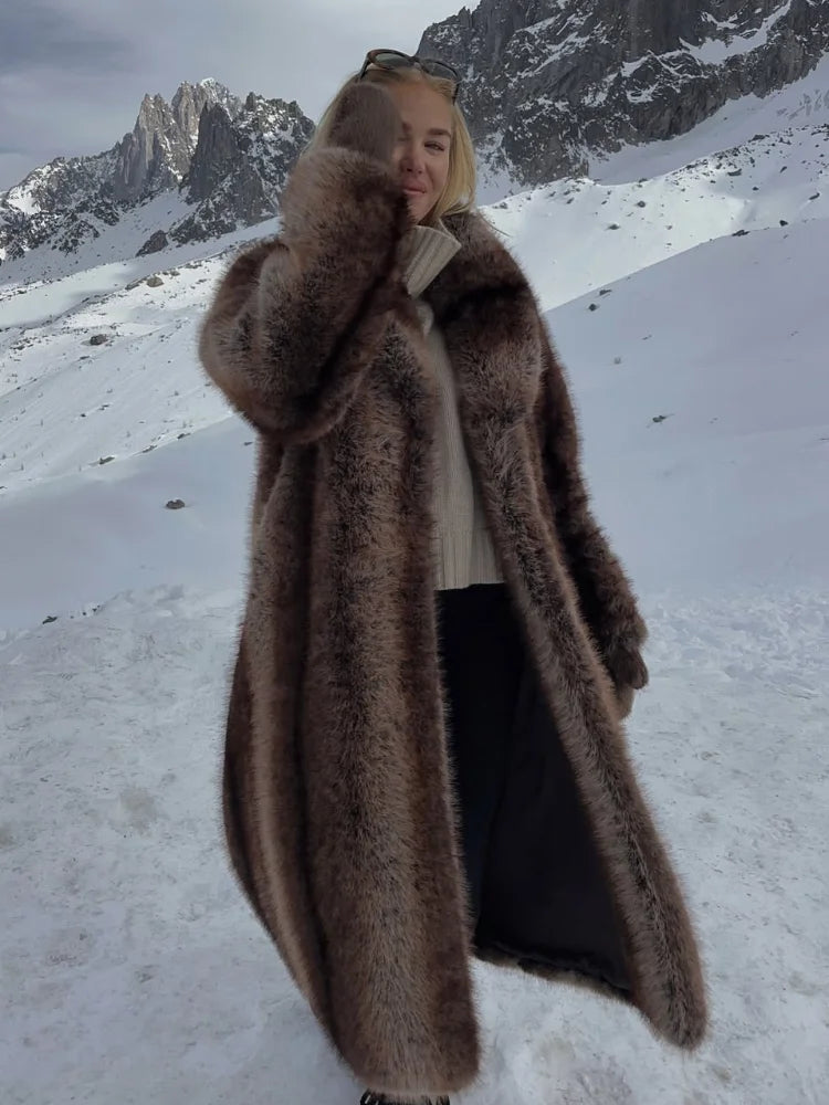 R&B | Lange Damenjacke Kunstpelz Damenjacke Winter
