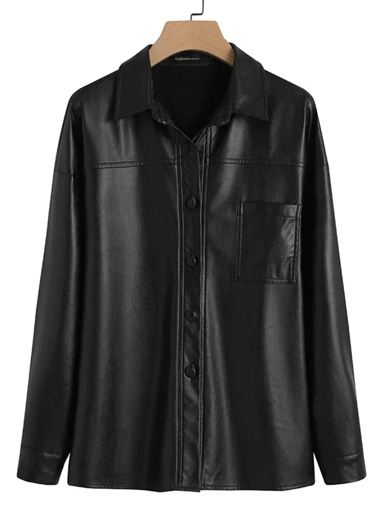 R&B | Damen Kunstlederjacke mit Langen Ärmeln
