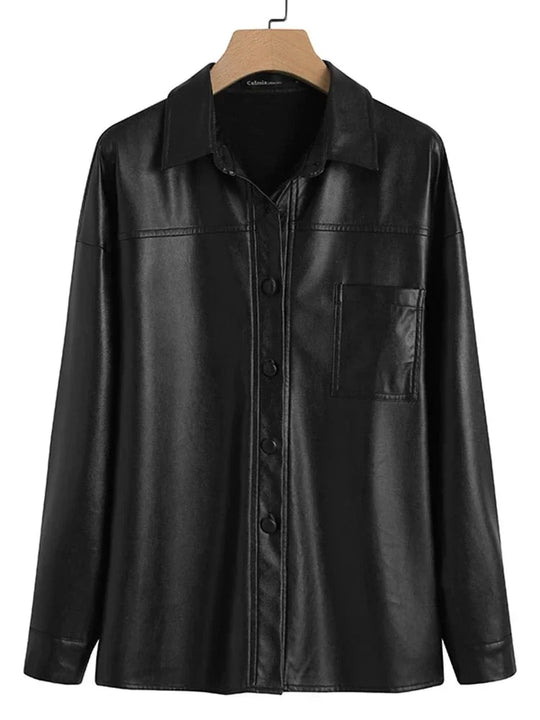 R&B | Damen Kunstlederjacke mit Langen Ärmeln