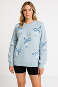 R&B | Pullover Übergröße Passform Wollstrick Jacquard Schleifenmuster Rundhals