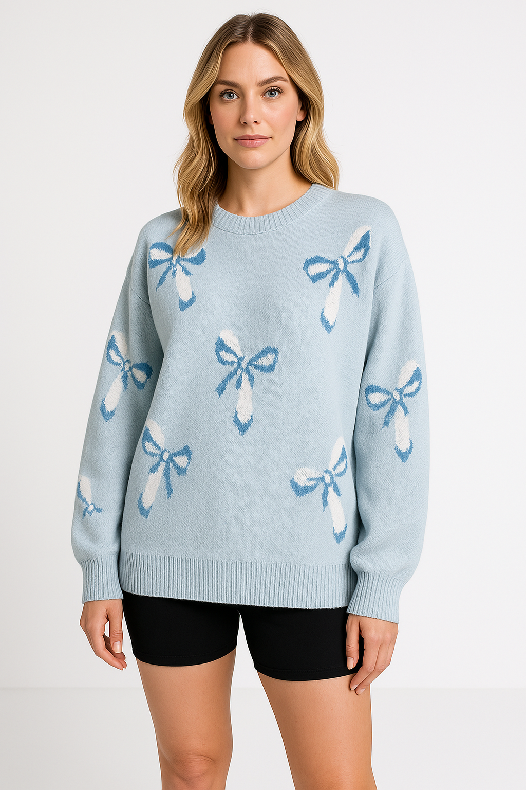R&B | Pullover Übergröße Passform Wollstrick Jacquard Schleifenmuster Rundhals
