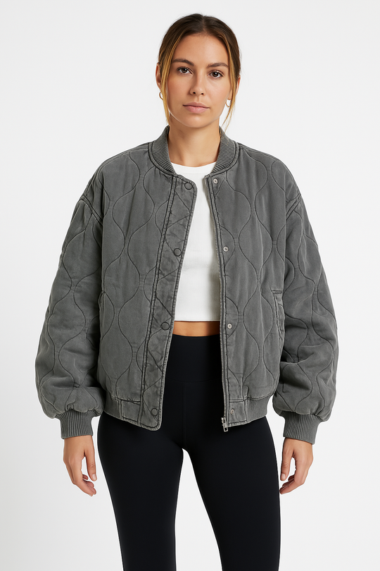 R&B | Damen Gesteppte Oversized Bomberjacke