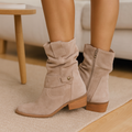 Selene | Flache Winterstiefel aus Wildleder mit seitlichem Reißverschluss R&B
